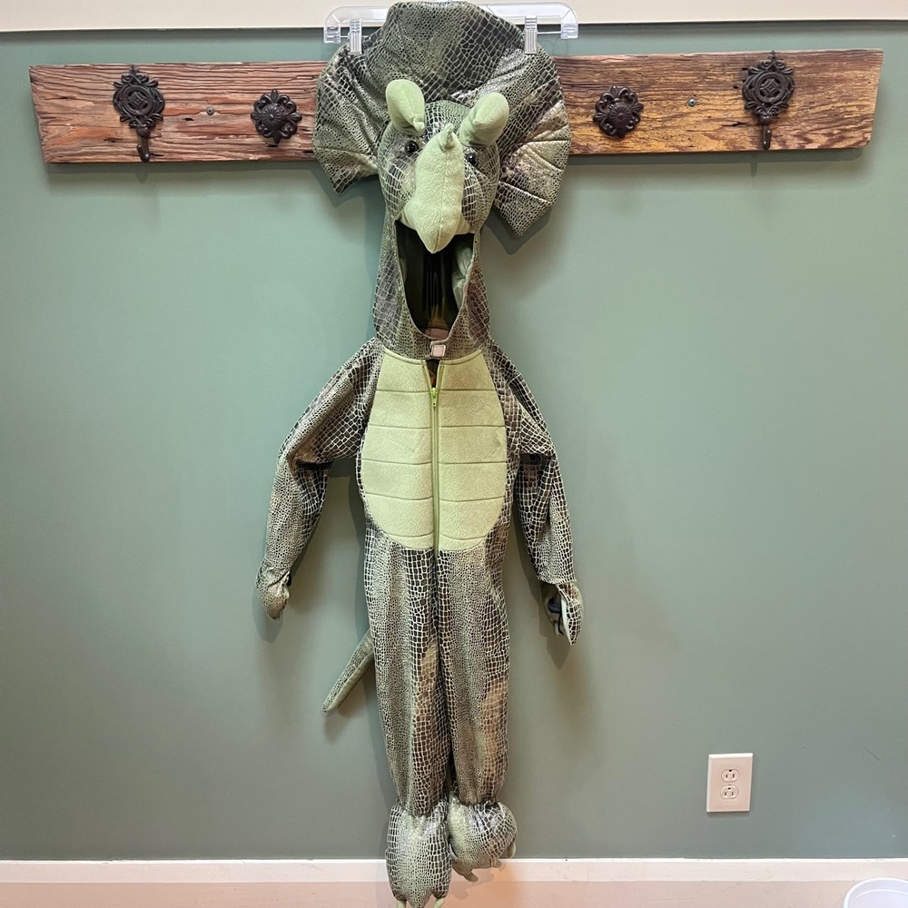 Ministry of Rascals Kids Triceratops Dinosaur Costume Green Scale Print 5T